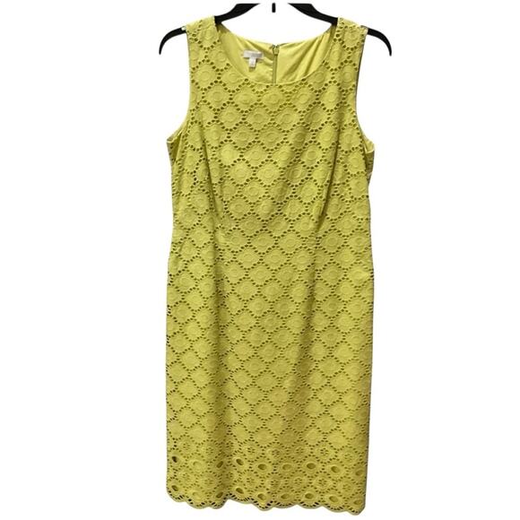 Talbots Women's Midi Dress Eyelet lined Scalloped Hem Green Sheath Size 6 NEW - Picture 9 of 10